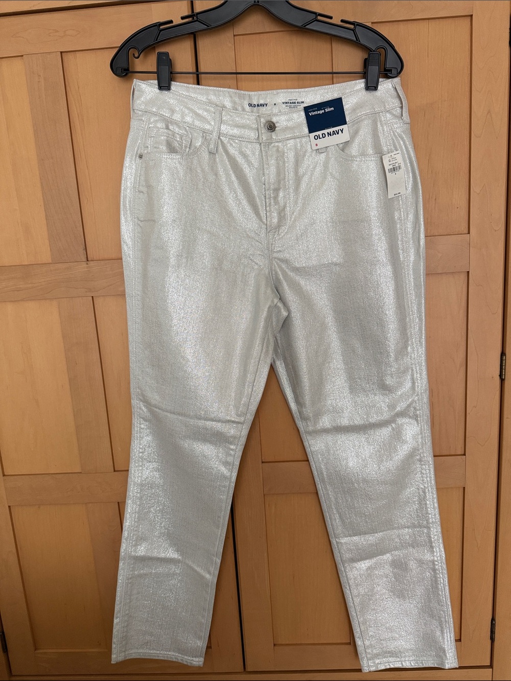 🆕NWT OLD NAVY Slim White Jeans Vintage Slim high rise in sparkly white material